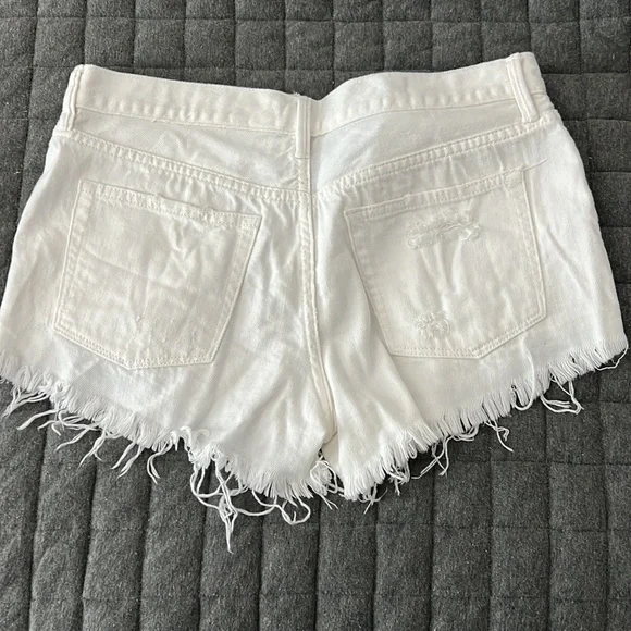 Free people, distressed, button fly white denim shorts - 27 - Picture 3 of 4